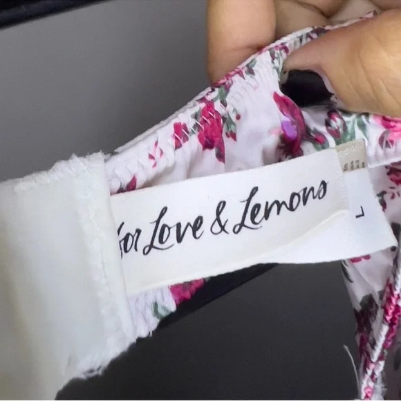 Floral Ruched Pink and White for love & lemons Top - Picture 4 of 5